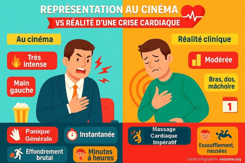 Infographie : la crise cardiaque au cinéma nous empêche-t-elle d'agir rapidement dans la vraie vie ?