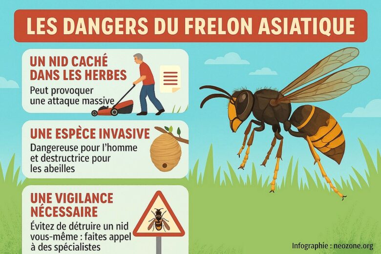 Infographie : les dangers du frelon asiatique dans le jardin.