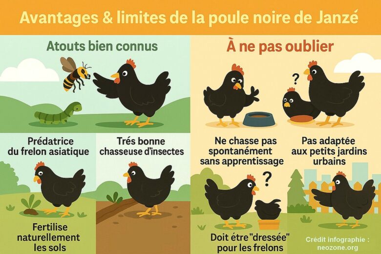 Infographie : la poule noire de Janzé : une drôle de poule pour lutter contre le frelon asiatique.
