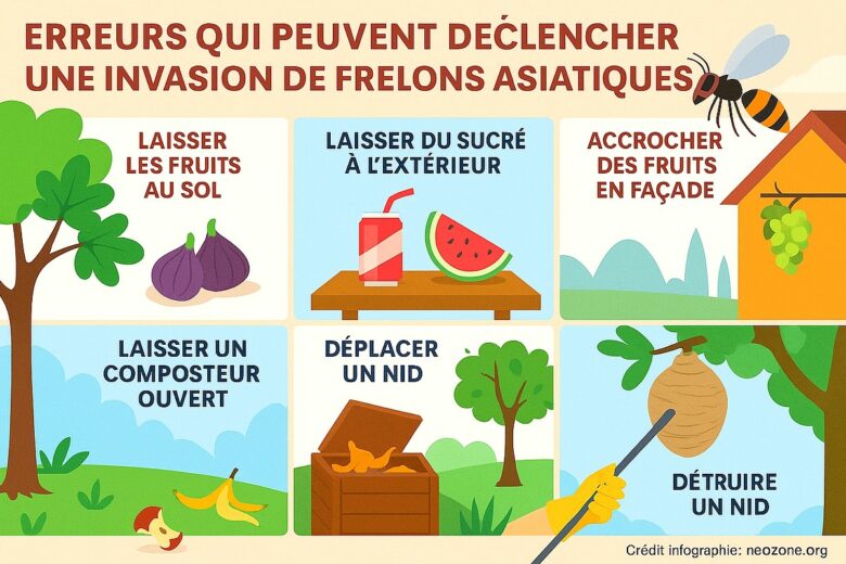 Infographie : quelles sont les erreurs à ne pas commettre pour éviter les frelons asiatiques dans votre jardin ?