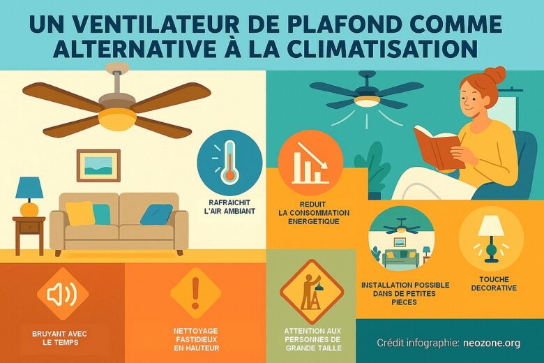 Infographie : installer un ventilateur de plafond. Bonne ou mauvaise idée ?