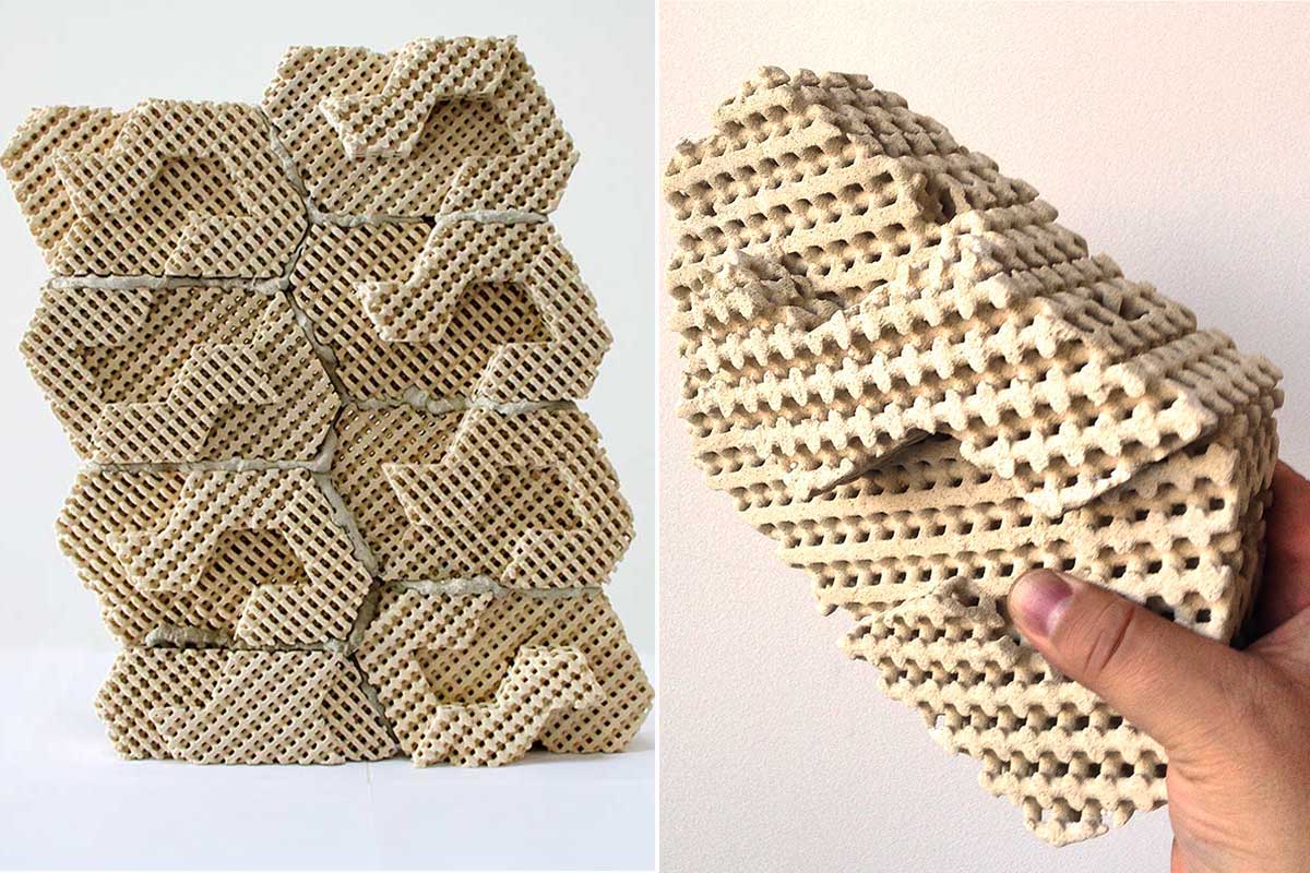 Une brique imprimée en 3D.