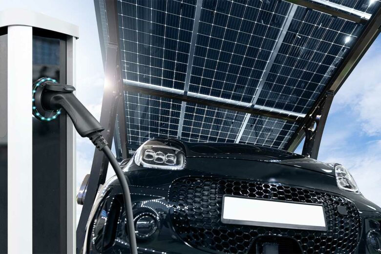 Une voiture électrique en charge.