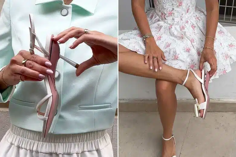 Une chaussure à talon qui se transforme en ballerine.