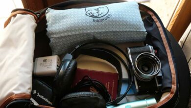 Un FoldnRoll dans un sac.