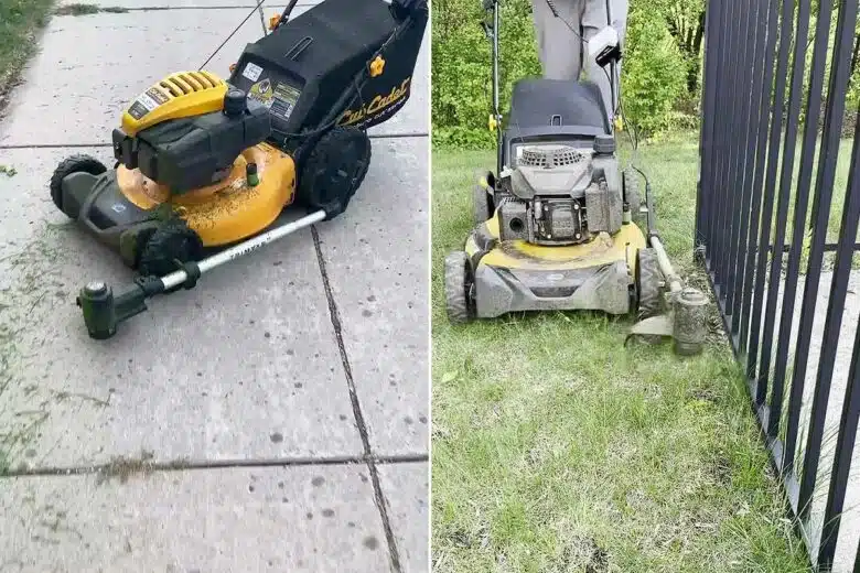 Une tondeuse équipée d'un coupe bordure Trimyxs