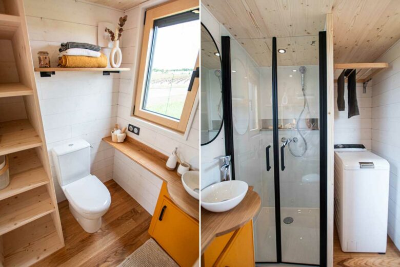 Une petite salle de bains avec l'essentiel.