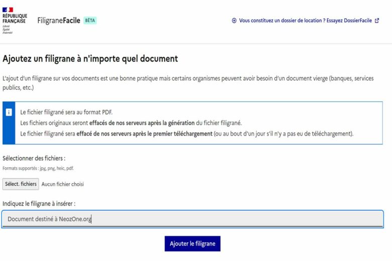 Page du site filigrane facile.