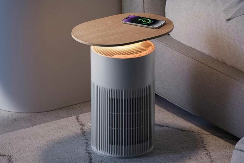 SwitchBot purificateur d'air avec application et veilleuse.
