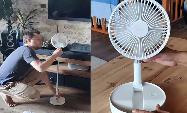 Pouvoir se rafraichir où l'on veut avec un ventilateur portable. Image d'illustration non contractuelle.