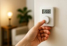 Une personne utilise son thermostat.