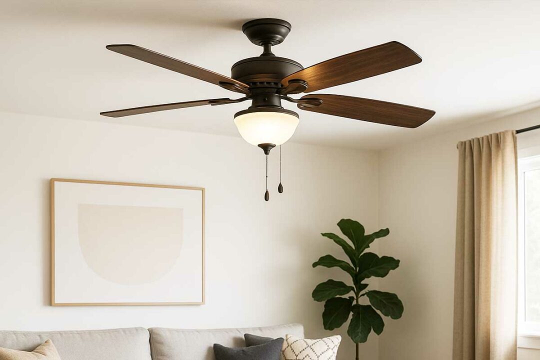 Un ventilateur de plafond.