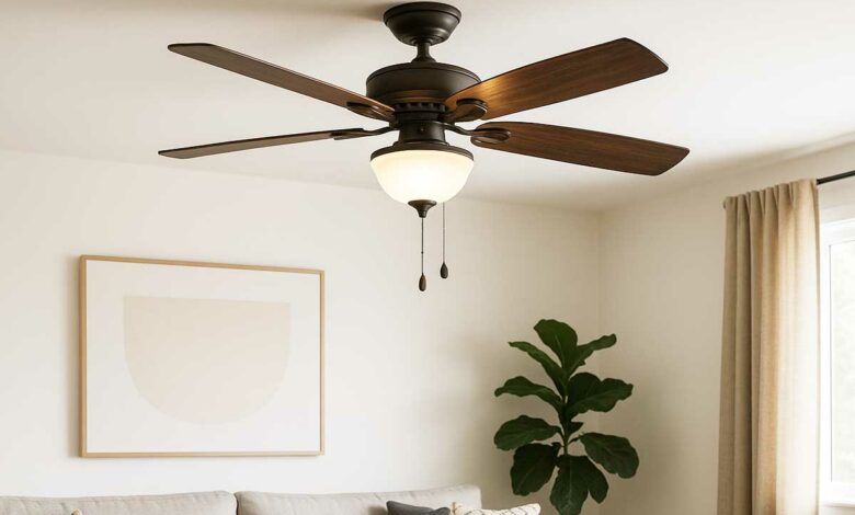 Un ventilateur de plafond.