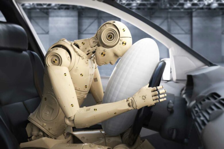 Un mannequin lors de tests d'airbags.