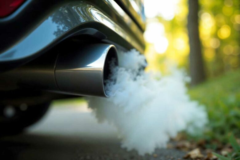 Pot d'échappement d'une voiture.