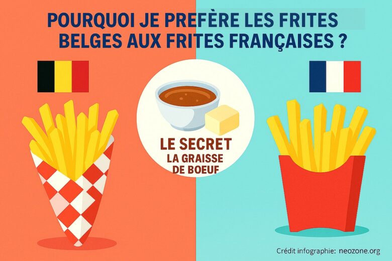 Infographie : le secret des frites belges, la graisse de bœuf qui change tout face aux frites françaises.