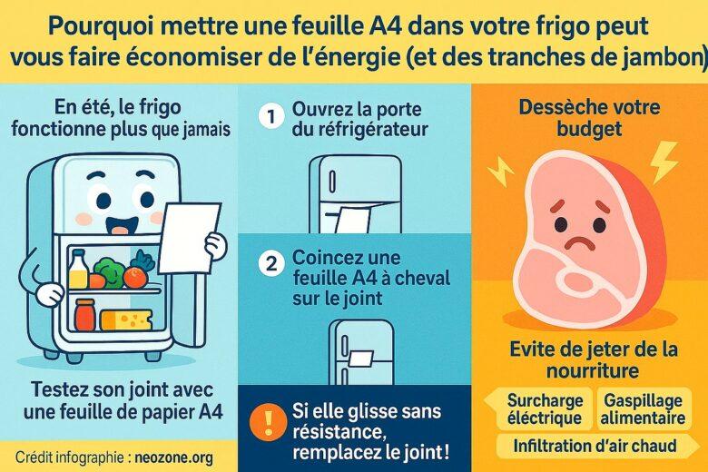Infographie : l'astuce de la feuille de papier pour vérifier le joint de votre réfrigérateur.