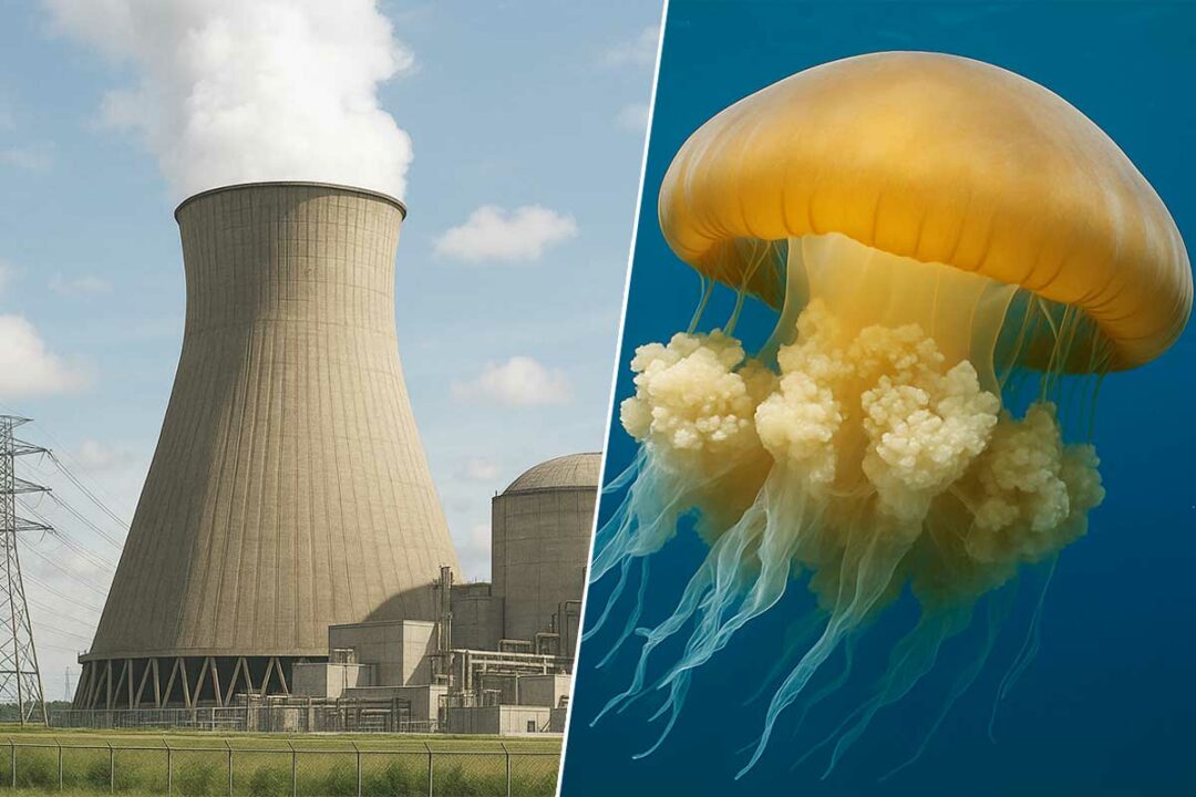 Une centrale nucléaire et une méduse.
