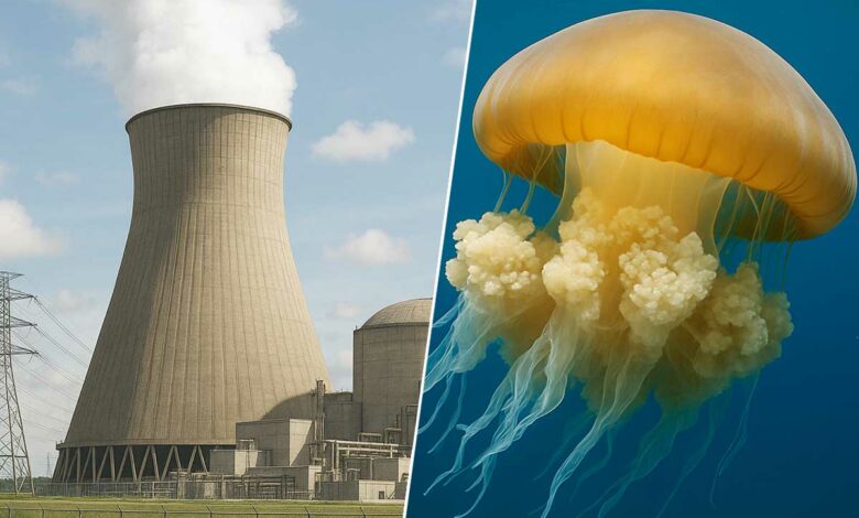Une centrale nucléaire et une méduse.