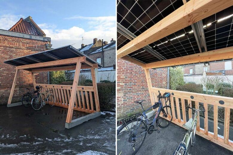Un abri solaire pour vélo.