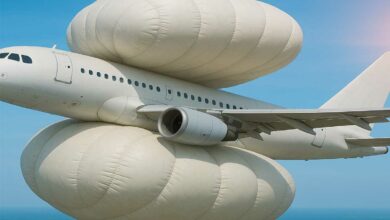 Un avion avec des airbags.
