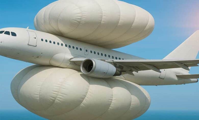 Un avion avec des airbags.