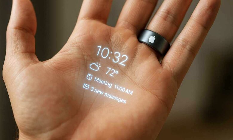 Une bague Apple qui projette des informations.