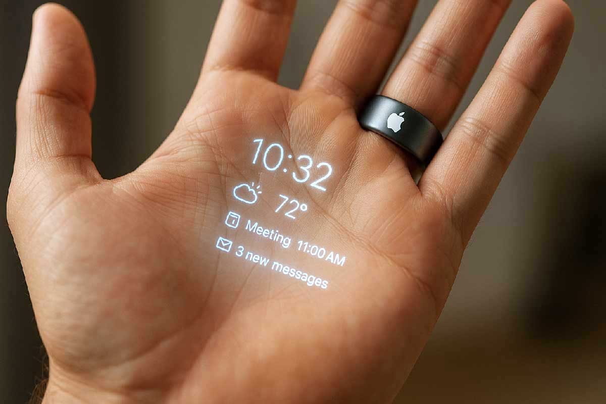 Une bague Apple qui projette des informations.