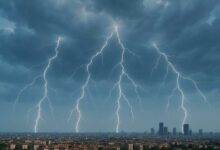 Des éclairs lors d'un orage.