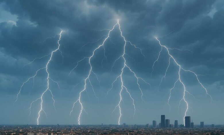 Des éclairs lors d'un orage.