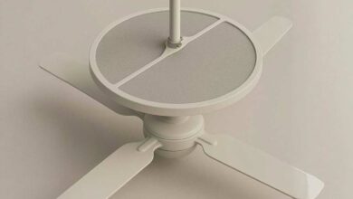 Un filtre pour purifier l'air qui s'installe sur un ventilateur de plafond.