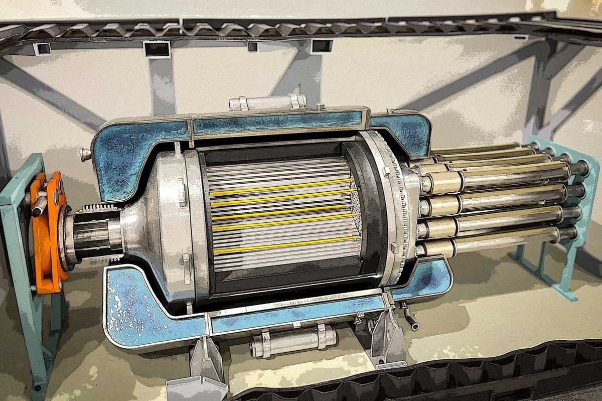 Un mini réacteur nucléaire vu en coupe.