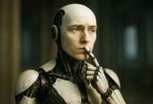 Un robot qui semble réfléchir.