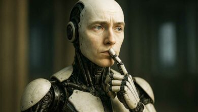 Un robot qui semble réfléchir.