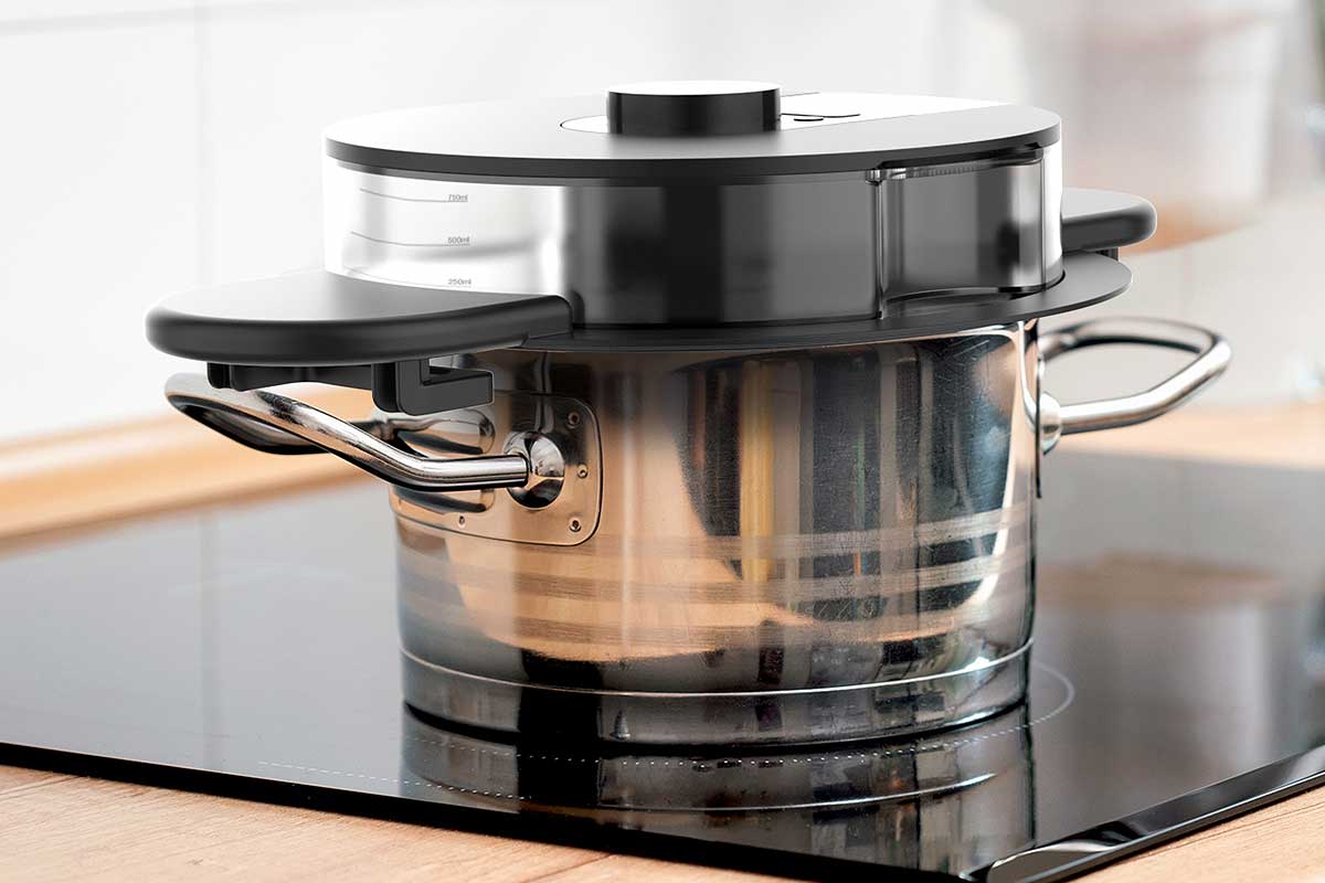 Un couvercle Simmi sur une casserole.