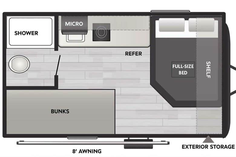 Plans au sol de la caravane Coleman 13b.
