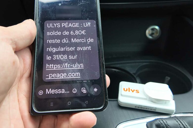 Un SMS se faisant passer pour la société de télépéage ULYS.
