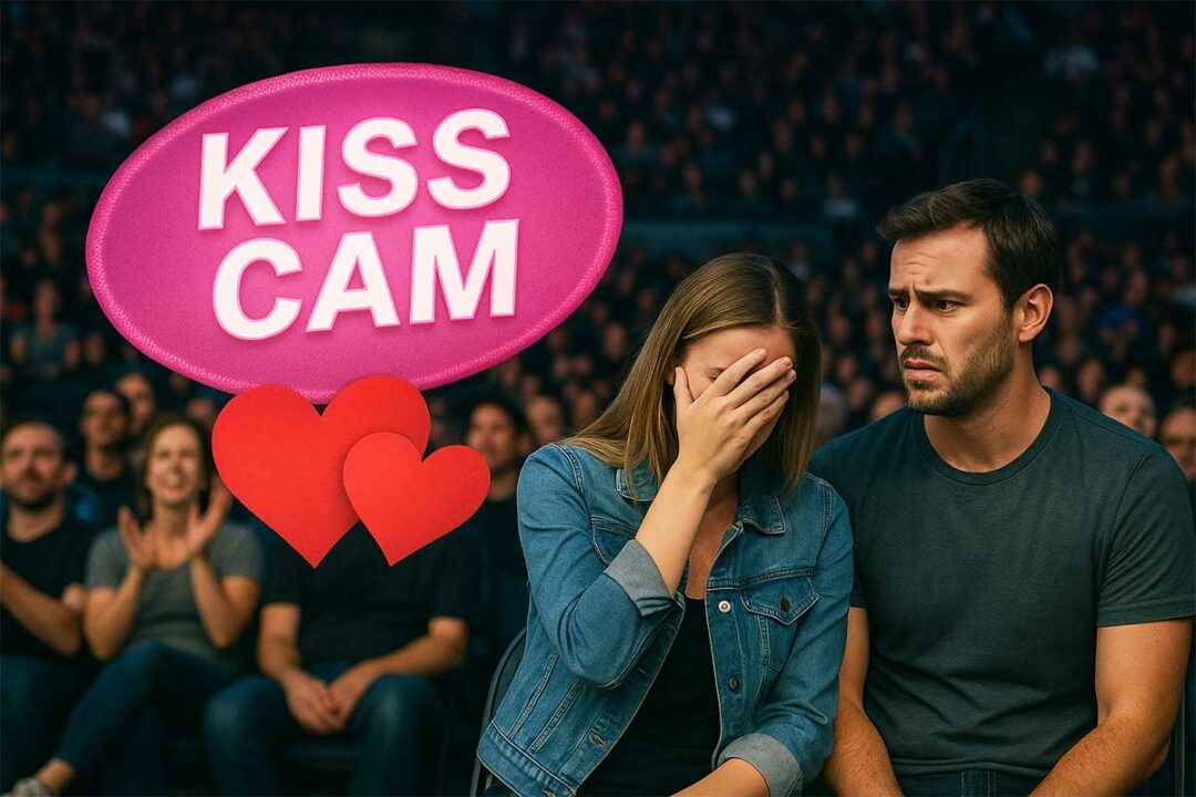 Un couple pris en kisscam.