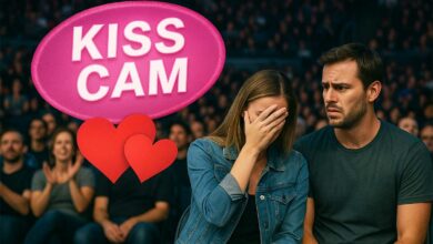 Un couple pris en kisscam.