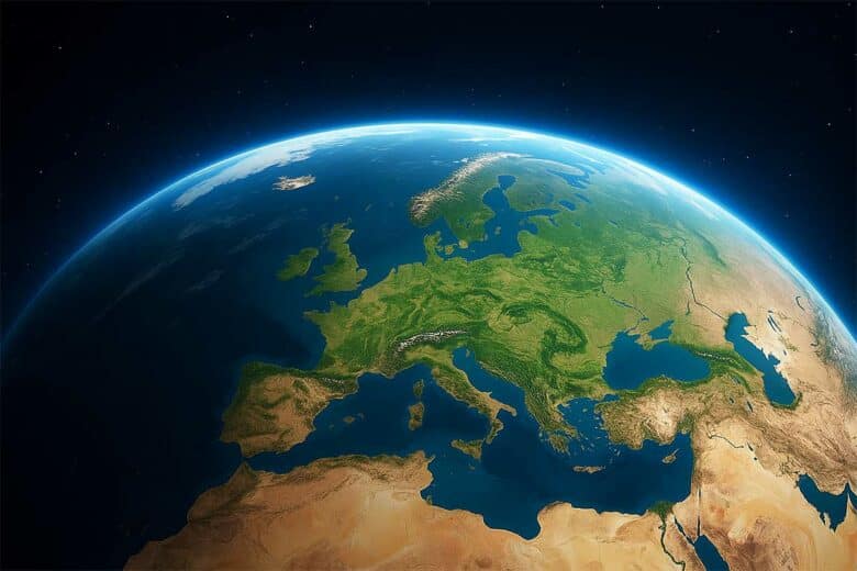 La Terre et l'Europe vue de l'espace.