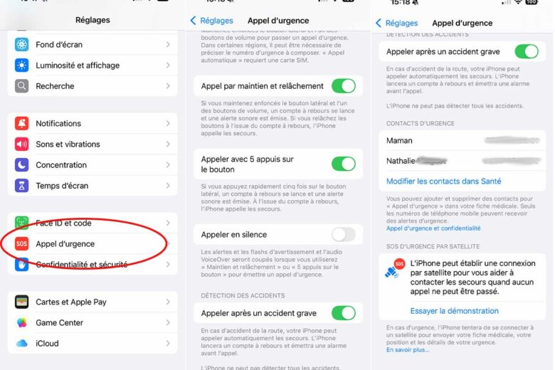 Menus d'un Iphone.
