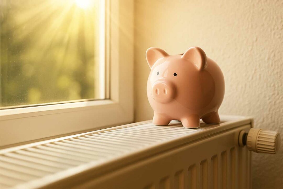 Un radiateur avec une tirelire.