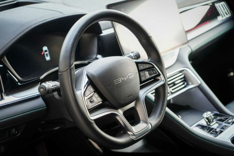 L'intérieur d'un véhicule BYD.