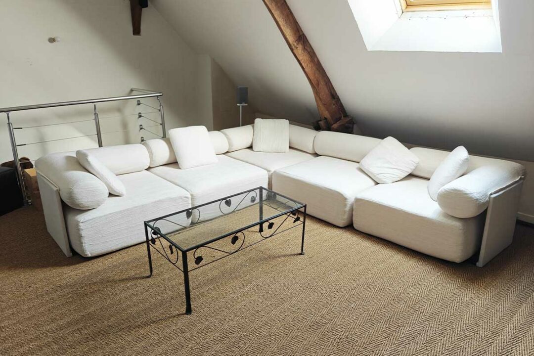 Homary : Canapé sectionnel modulaire Serene en forme de L en velours chenille, 5 pièces, 2800 mm.