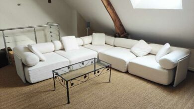 Homary : Canapé sectionnel modulaire Serene en forme de L en velours chenille, 5 pièces, 2800 mm.