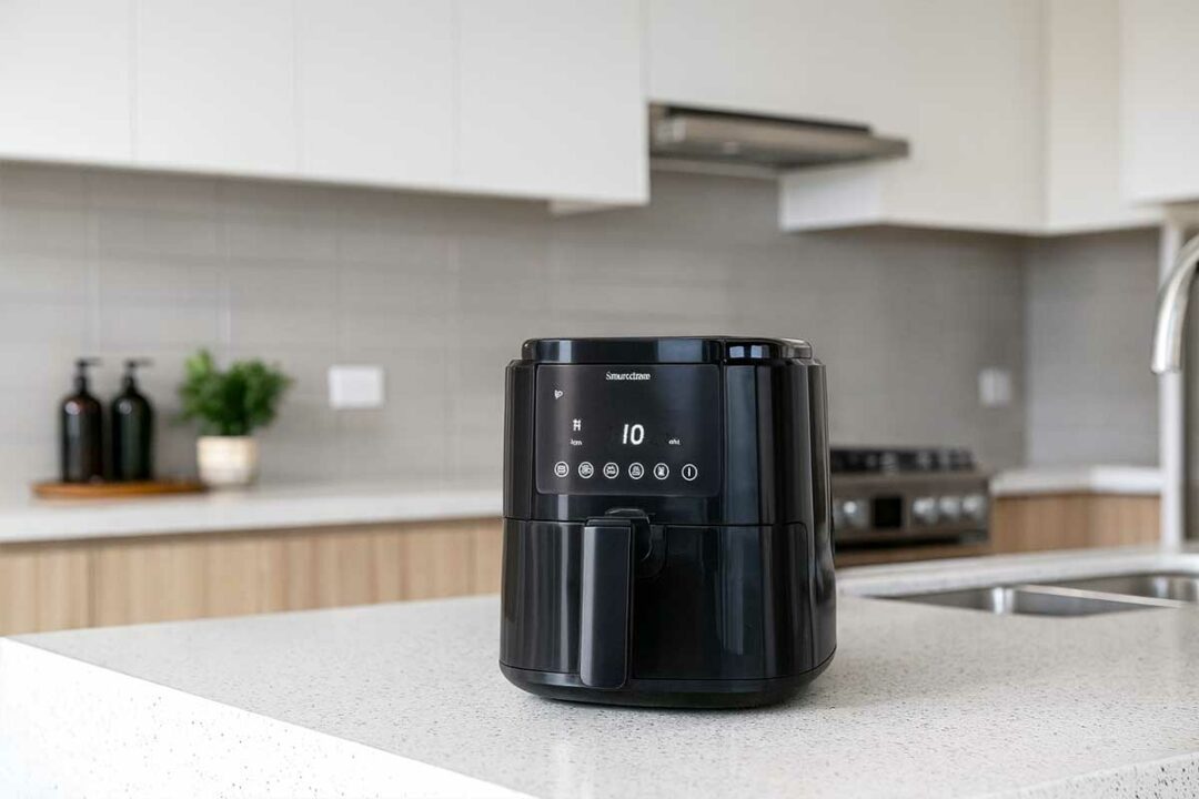 Un airfryer sur un plan de travail.