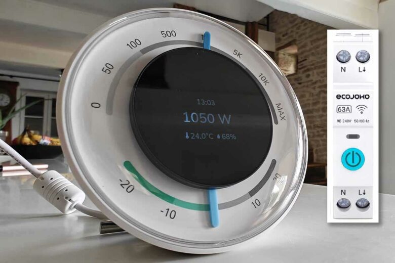 Un compteur Ecojoko et un contacteur pour chauffe-eau.