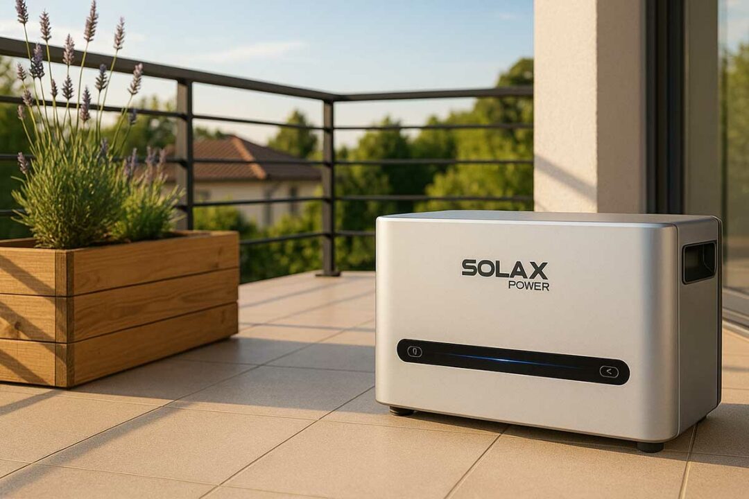 La batterie SolaX Power X-MS 2000 sur un balcon.
