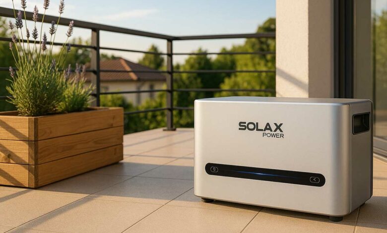La batterie SolaX Power X-MS 2000 sur un balcon.