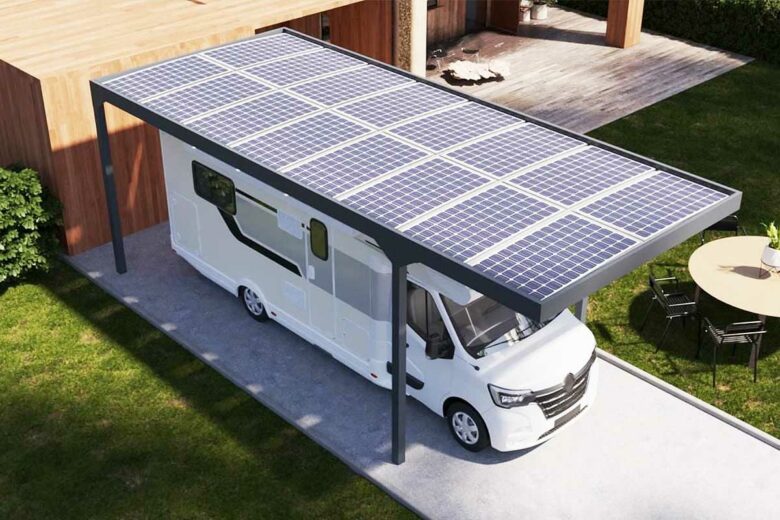 Un carport solaire spécialement conçu pour les camping cars.